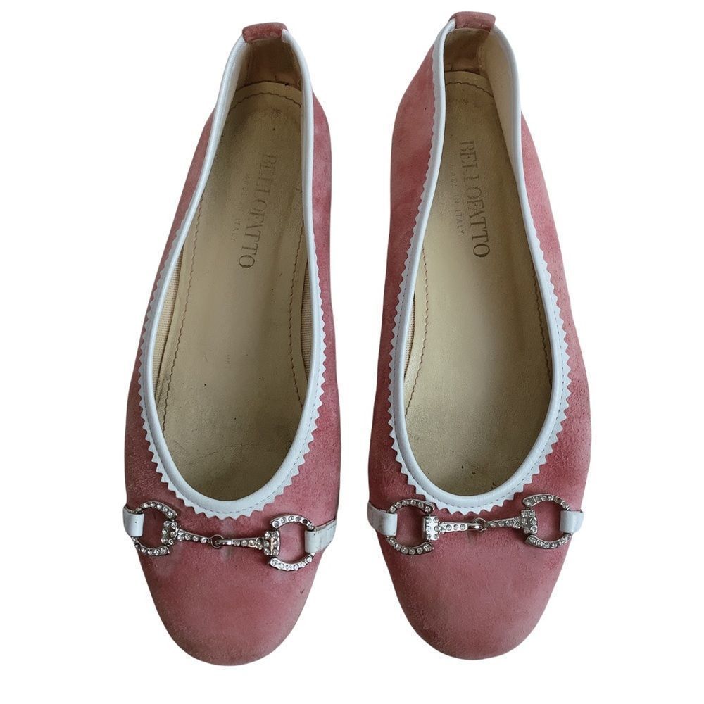 Bellofatto Pink Rhinestone Flat Ballet Shoes